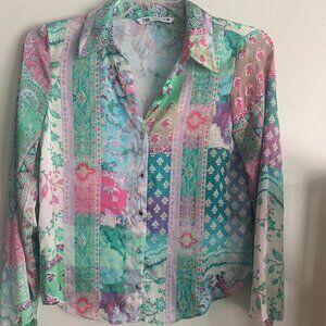ZARA PATCHWORK PRINTED SHIRT MULTICOLORED M